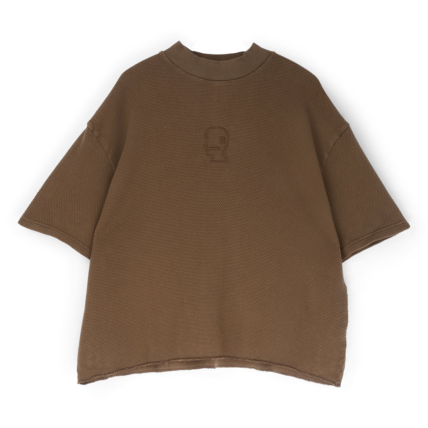 Brain Dead Boxy Thermal Mock Neck T-Shirt (Brown)