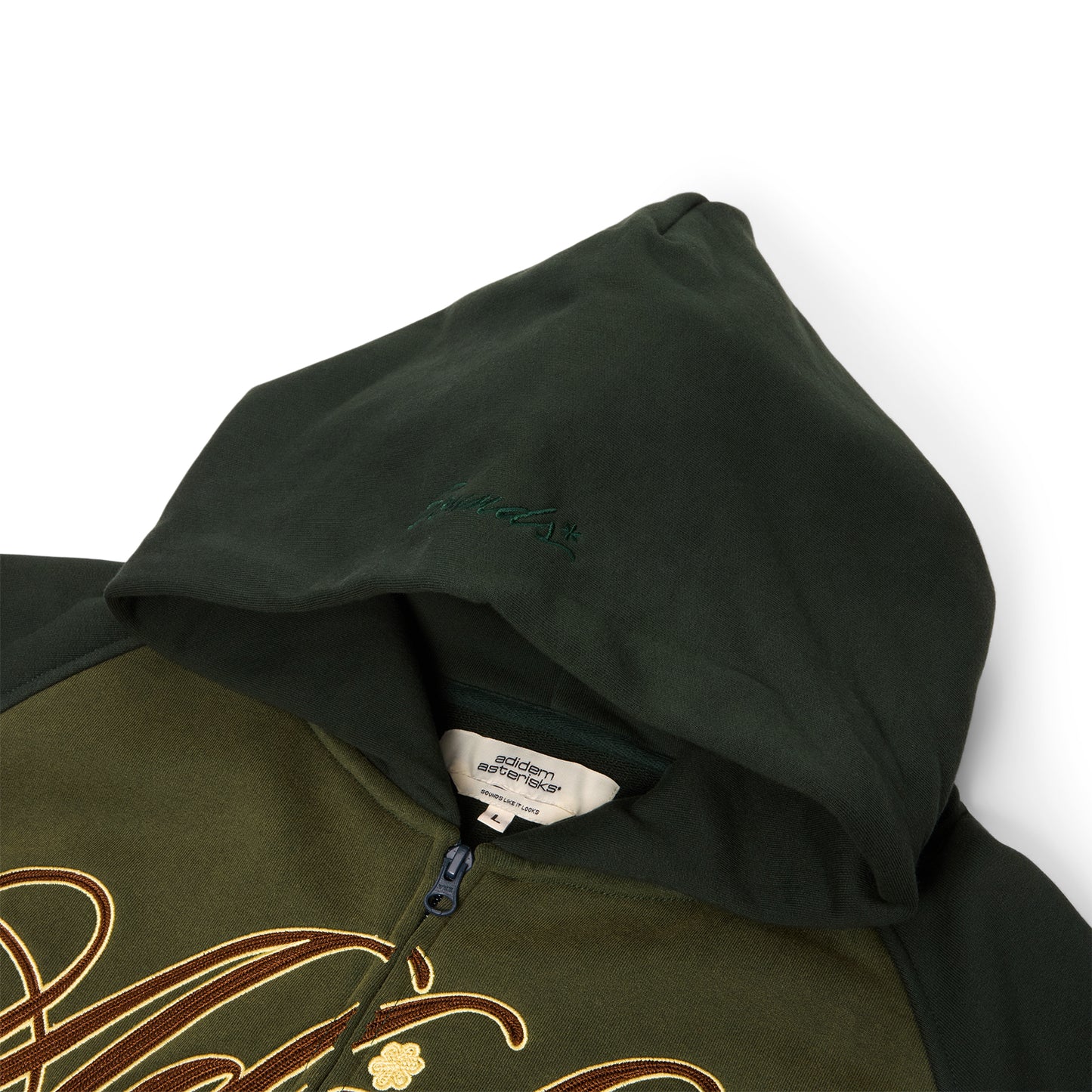 Adidem Asterisks Chainstitch Ribbon Hoodie (Forrest)