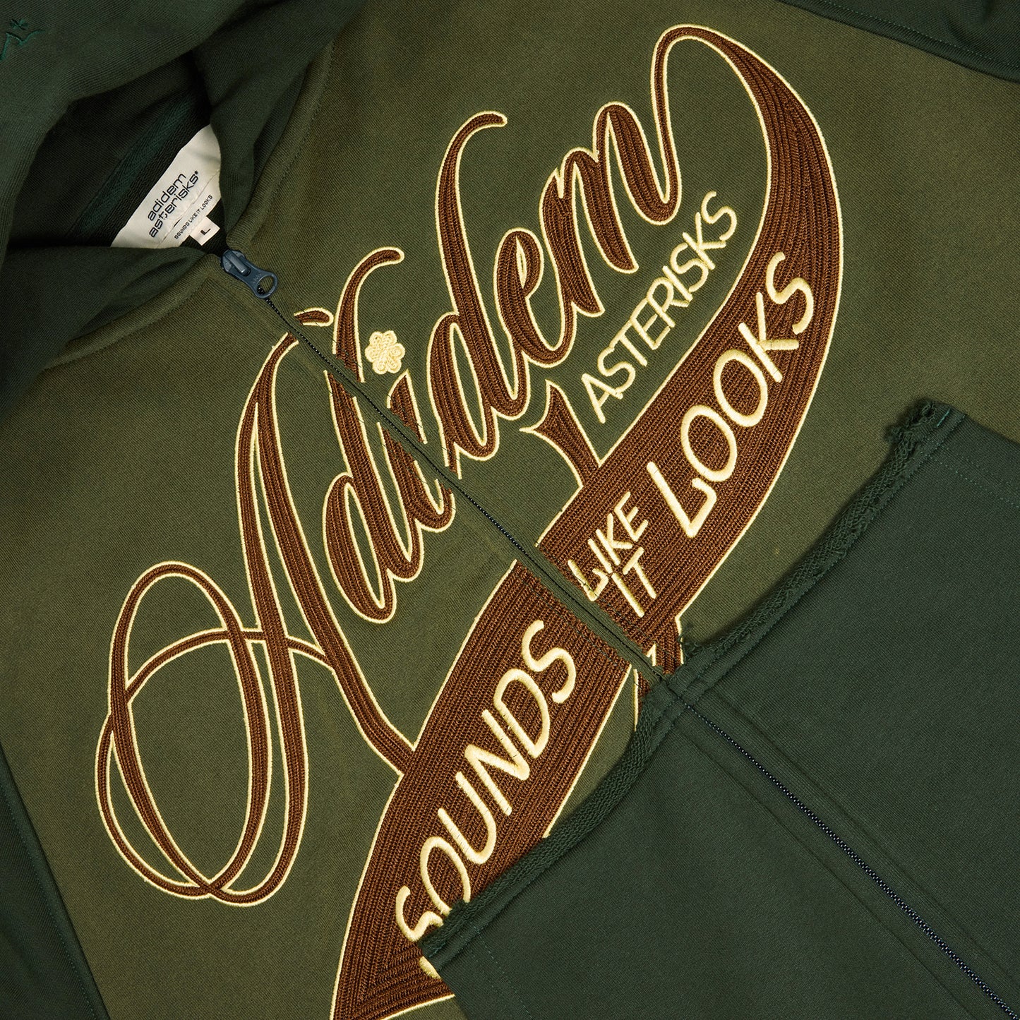 Adidem Asterisks Chainstitch Ribbon Hoodie (Forrest)