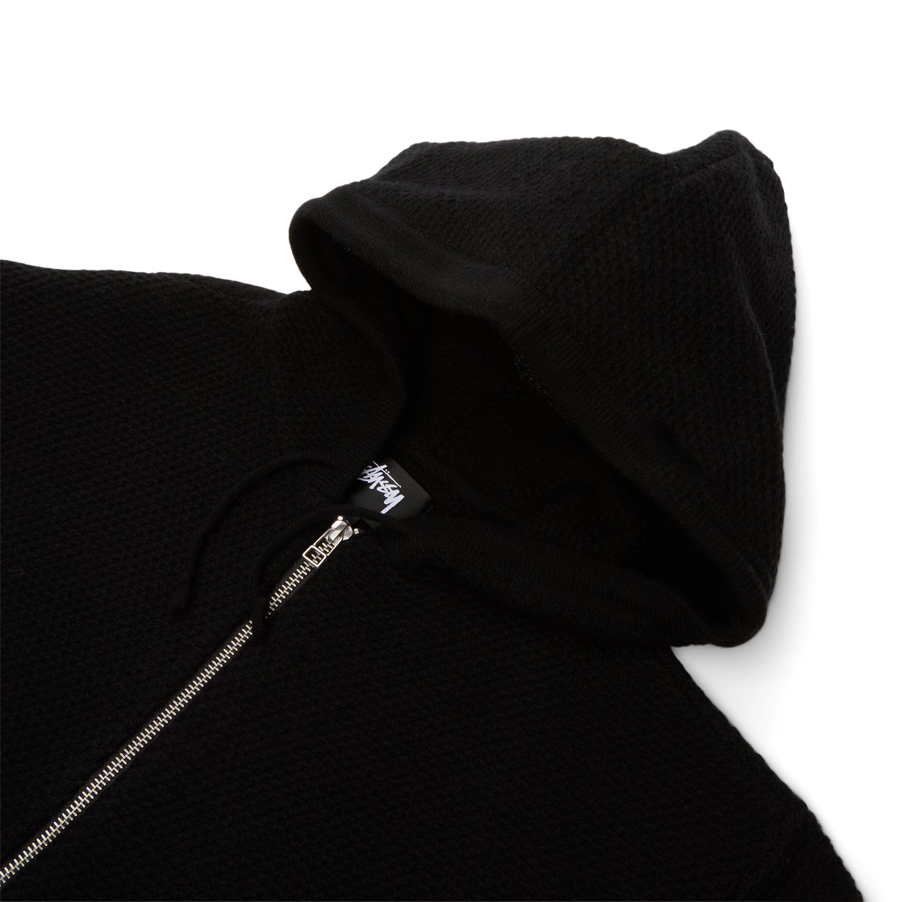 Stussy Textured Zip Hooded Sweater (Black) – CNCPTS
