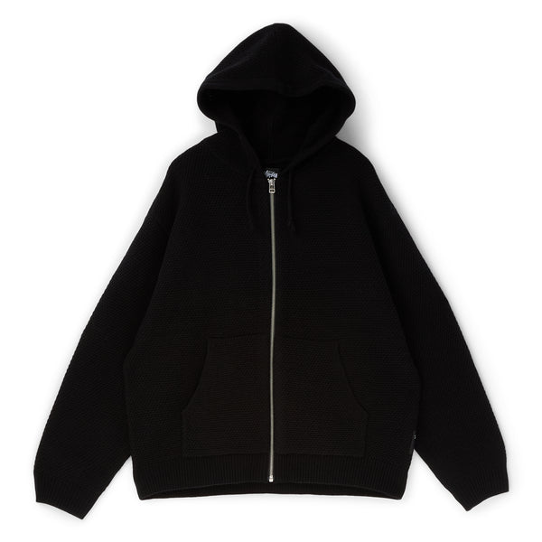 Stussy Textured Zip Hooded Sweater (Black) – CNCPTS