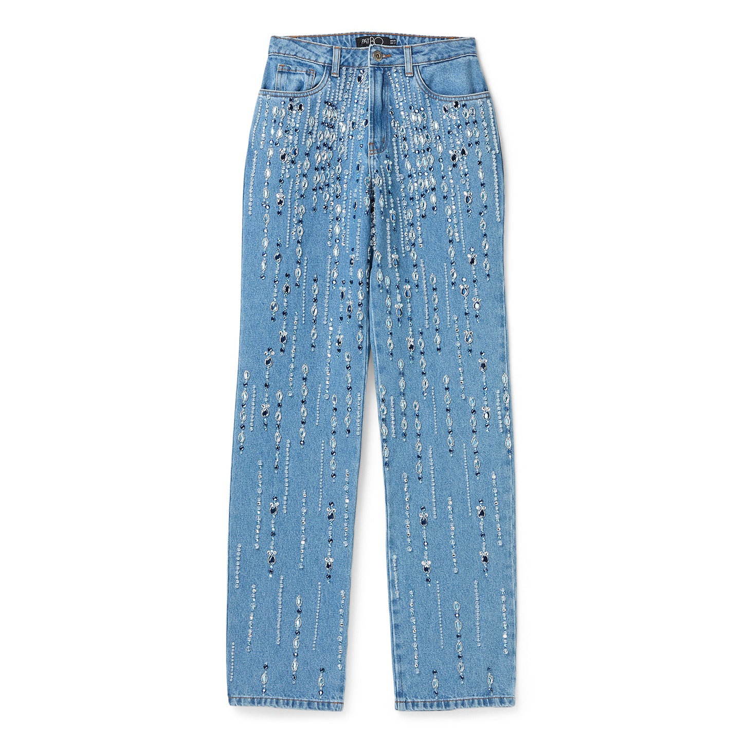 PatBO Hand-Beaded Straight Leg Jeans (Denim)