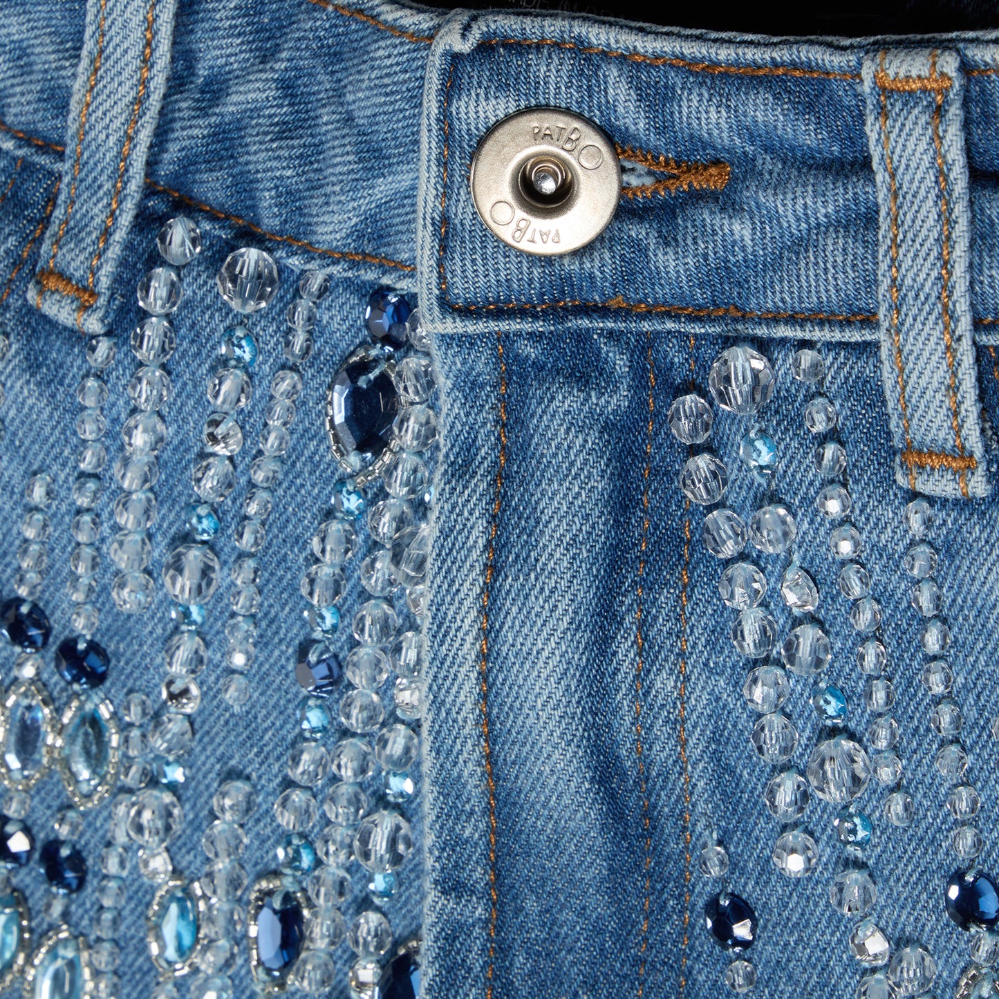PatBO Hand-Beaded Straight Leg Jeans (Denim)