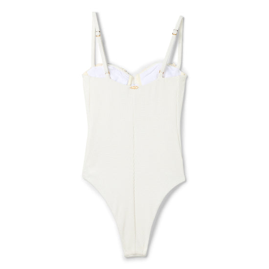 PatBO Merian Knit Embroidered Swimsuit (Off White)