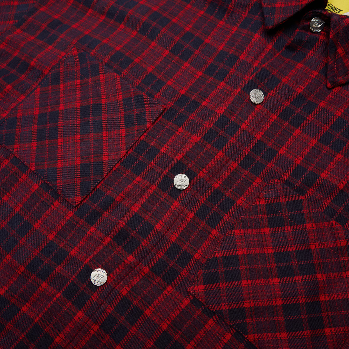 Diet Starts Monday Eagle Hooded Flannel (Red/Navy)