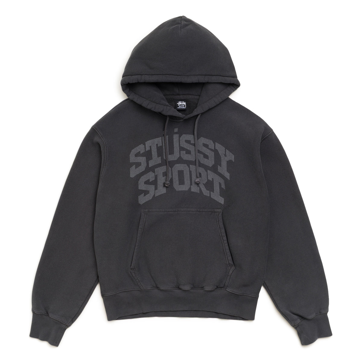 Stussy Block Sport Garment Dyed Hoodie (Faded Black)