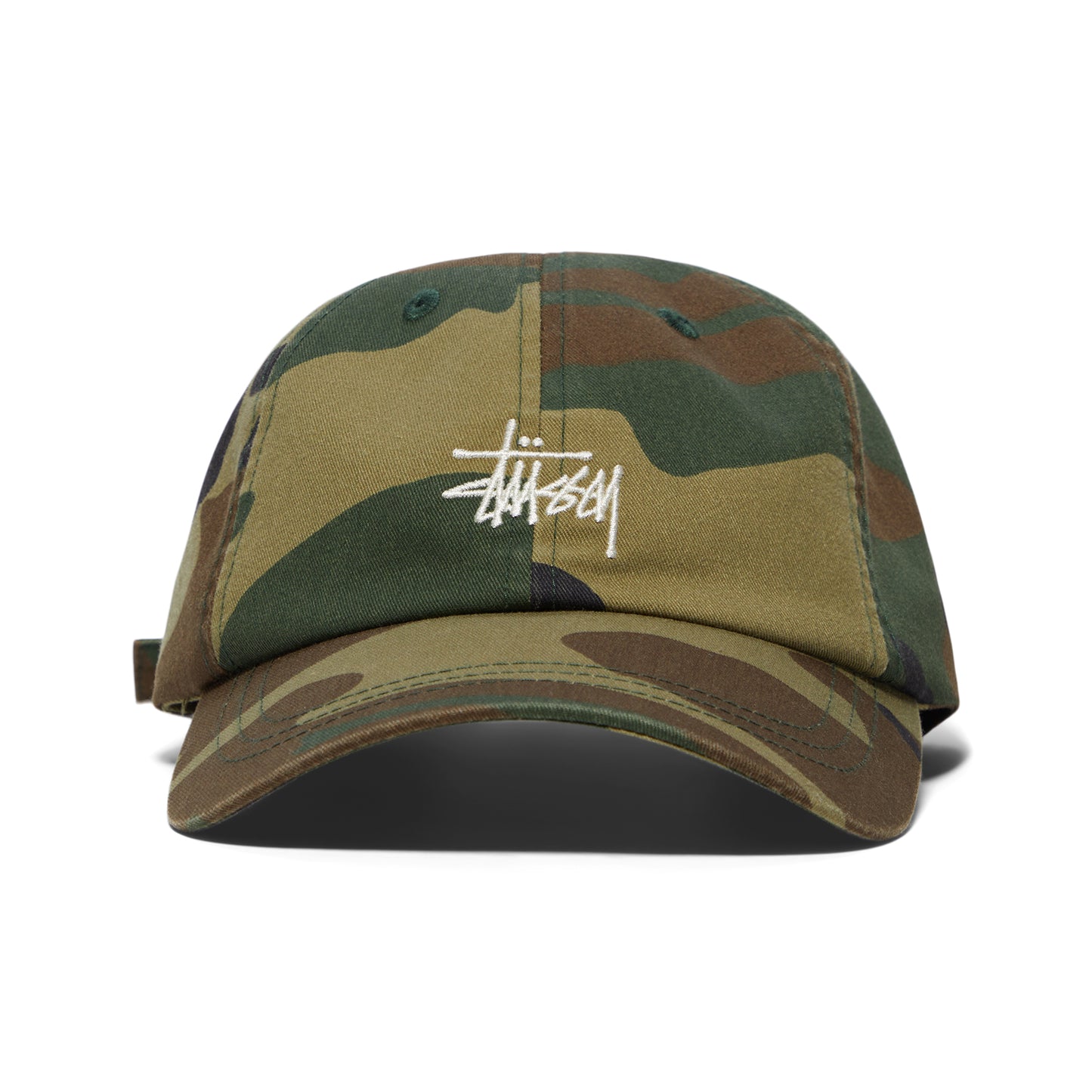 Stussy Basic Washed Low Pro Cap (Woodland Camo)
