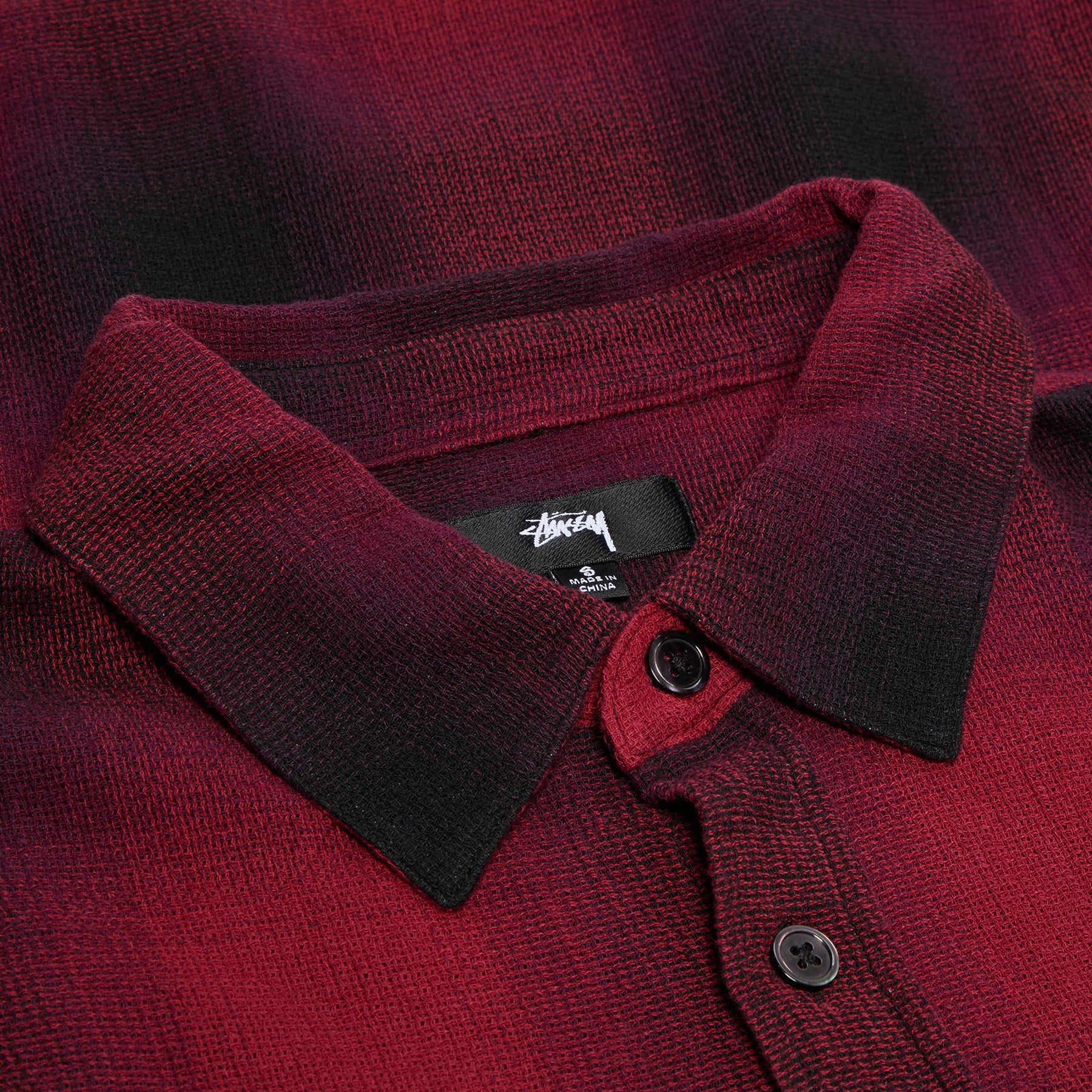 Stussy Loose Weave Plaid Shirt (Red)