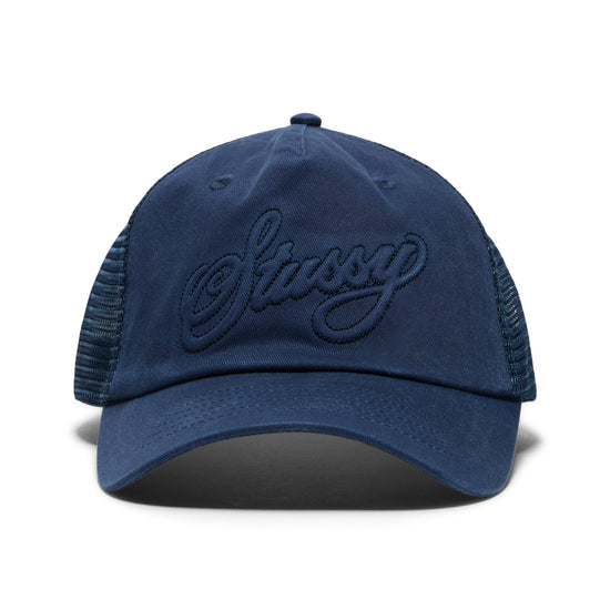 Stussy Waxed Cursive Stitch Snapback Trucker (Navy)