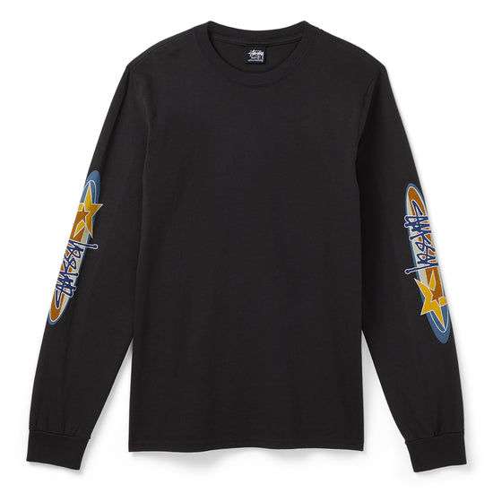 Stussy Two Star Pigment Dyed Long Sleeve Tee (Faded Black)