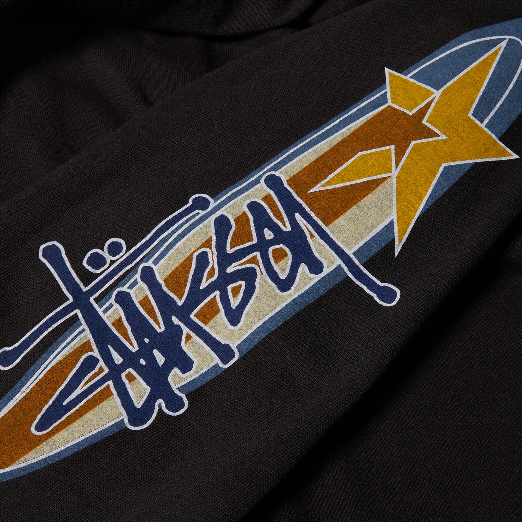 Stussy Two Star Pigment Dyed Long Sleeve Tee (Faded Black)