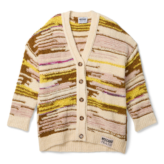 Moschino Jeans Cotton and Nylon Cardigan (Brown/White)