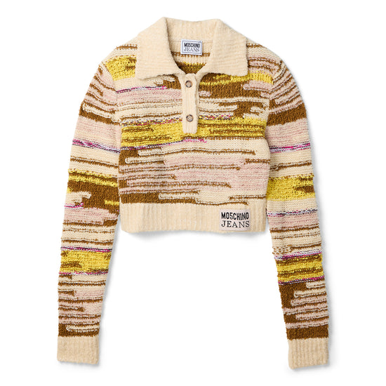 Moschino Jeans Cropped Sweater (Brown/White)