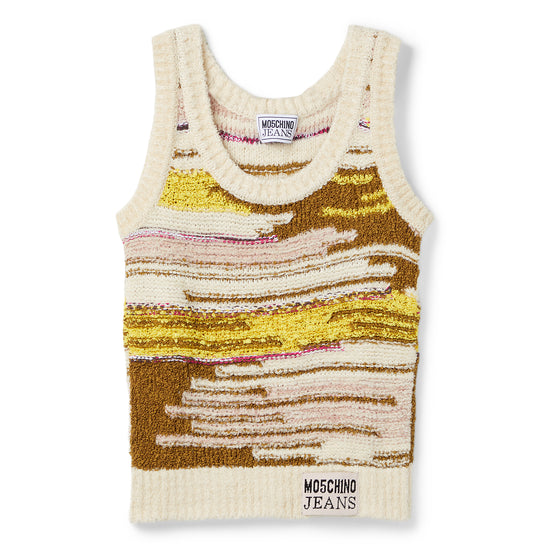 Moschino Jeans Knit Sweater Top (Brown/White)