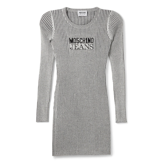 Moschino Jeans Lurex Logo Knit Dress (Silver)