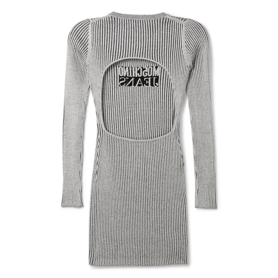 Moschino Jeans Lurex Logo Knit Dress (Silver)