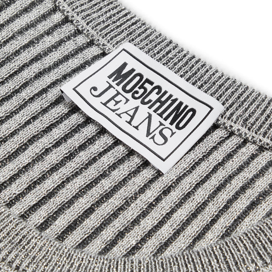 Moschino Jeans Lurex Logo Knit Dress (Silver)