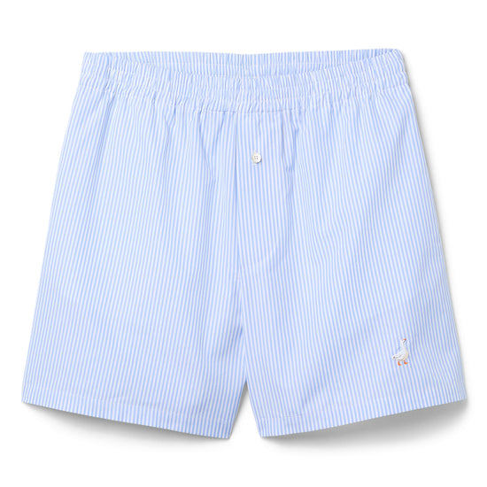 Moschino Goose Embroidery Striped Poplin Shorts (Azure)