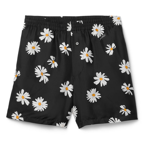 Moschino Daisy Print Silk Twill Shorts (Black)