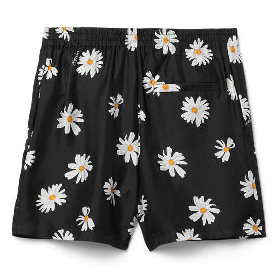 Moschino Daisy Print Silk Twill Shorts (Black)