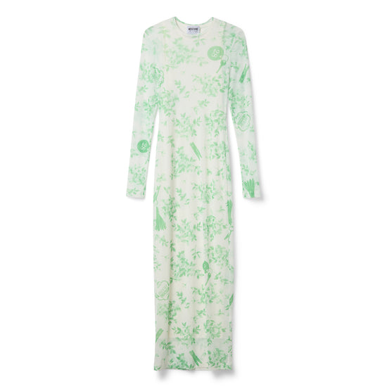 Moschino Jeans Longsleeve Printed Tulle Dress(Multi White)
