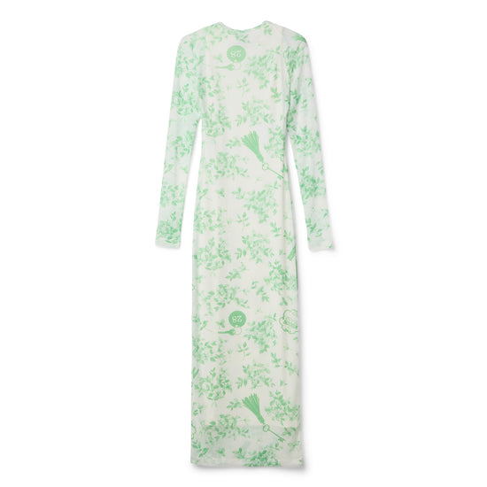 Moschino Jeans Longsleeve Printed Tulle Dress(Multi White)