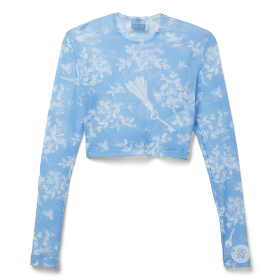 Moschino Jeans Tulle Long-Sleeve T-Shirt (Multi Light Blue)