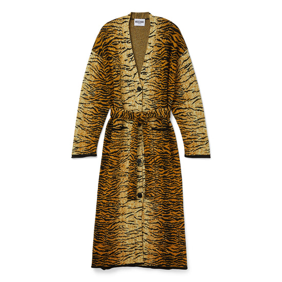 Moschino Jeans Animal Print Long Cardigan (Brown/Black)