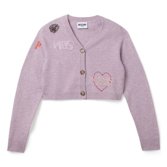 Moschino Jeans Cropped Knit Cardigan (Pink)