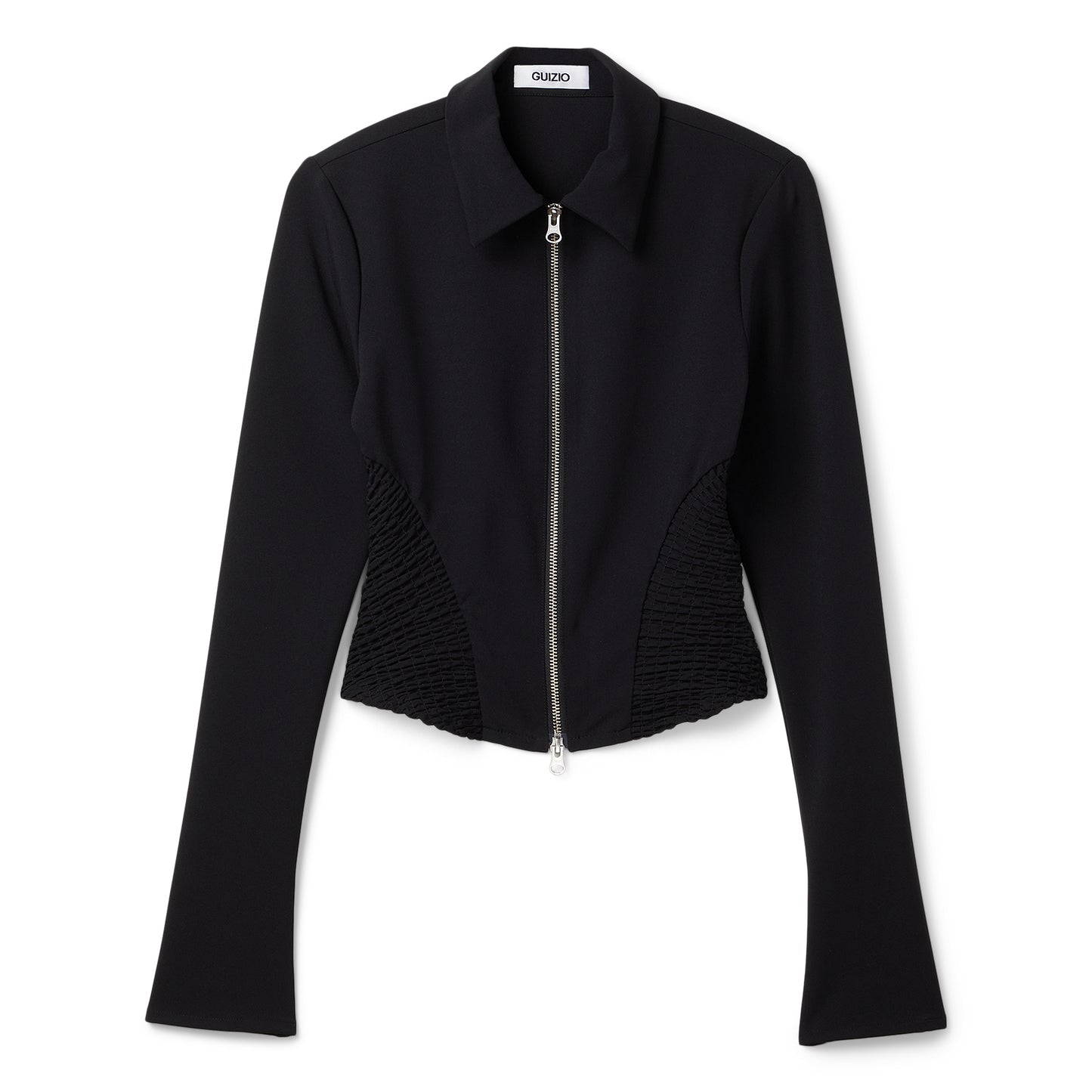 Danielle Guizio Apolline Smocked Jacket (Black)