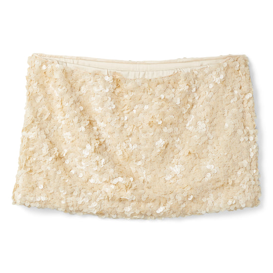 Danielle Guizio Ari Gathered Sequin Skirt (Ivory)