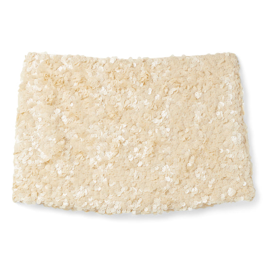 Danielle Guizio Ari Gathered Sequin Skirt (Ivory)