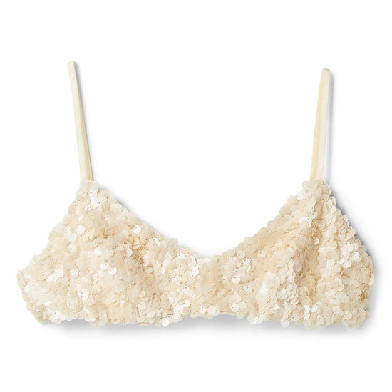 Danielle Guizio Ari Gathered Sequin Top (Ivory)