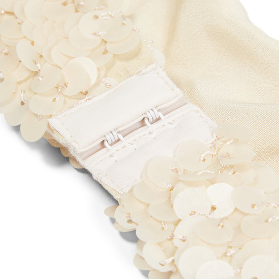 Danielle Guizio Ari Gathered Sequin Top (Ivory)