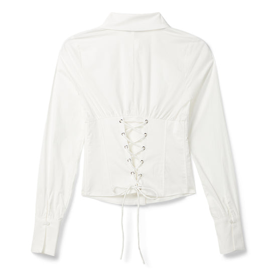 Danielle Guizio Elodie Lace Back Shirt (White)