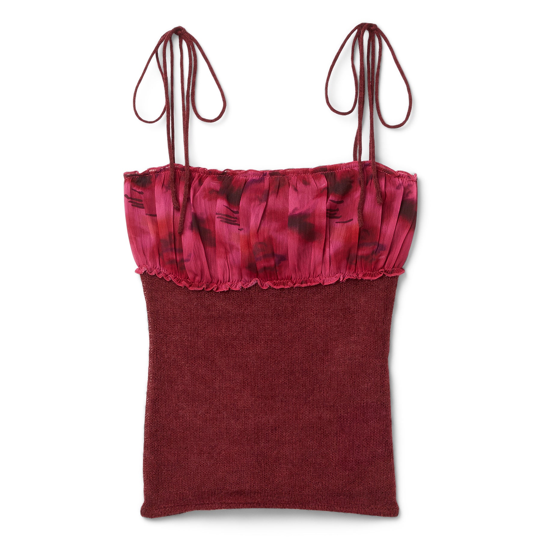 Danielle Guizio Ruched Chiffon Knit Tank (Pink)