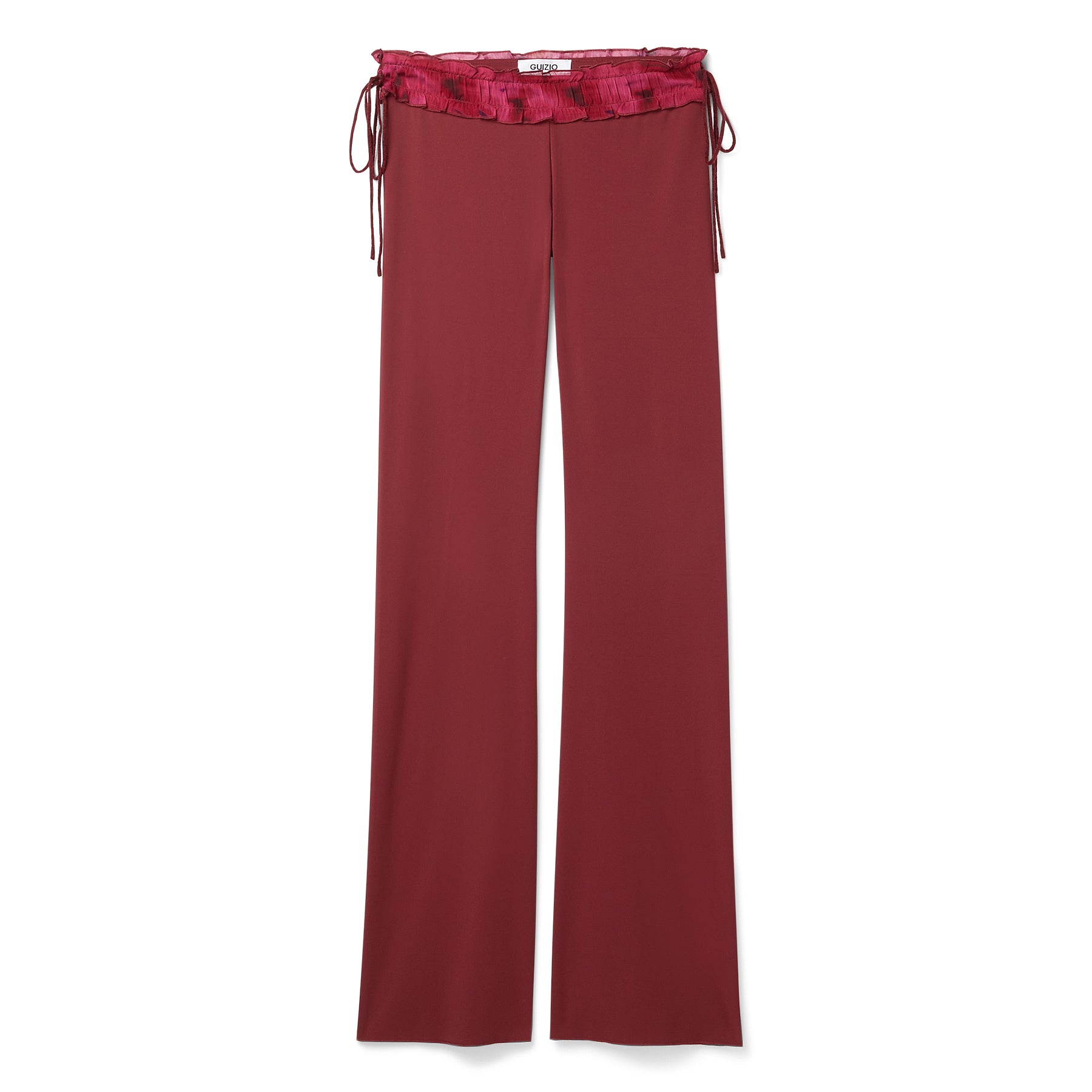 Danielle Guizio Ruched Side Tie Stretch Pant (Bordeaux)
