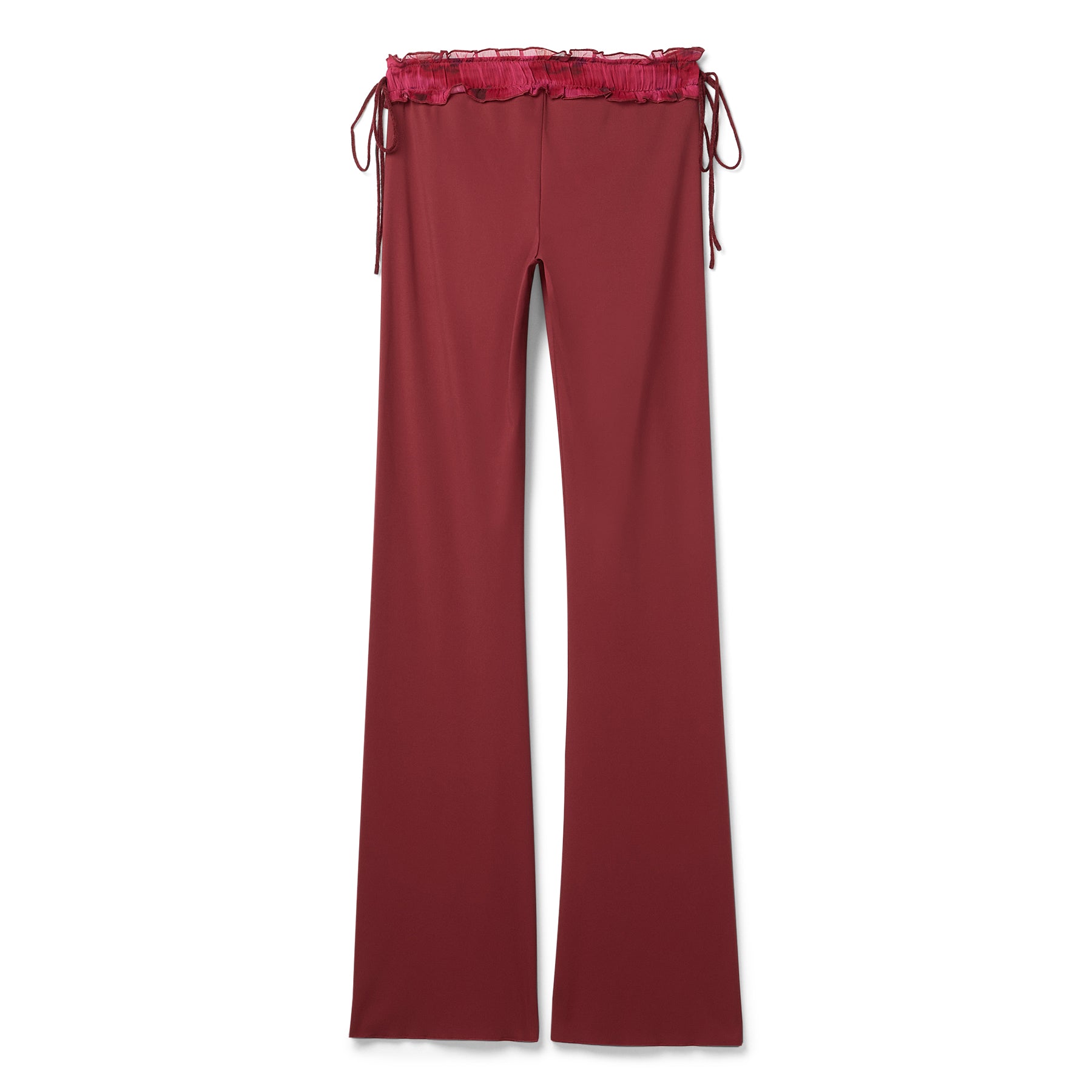 Danielle Guizio Ruched Side Tie Stretch Pant (Bordeaux)