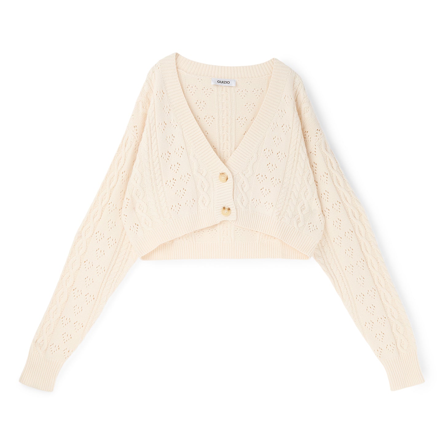 Danielle Guizio Noah Cable Crop Cardigan (Snow white)