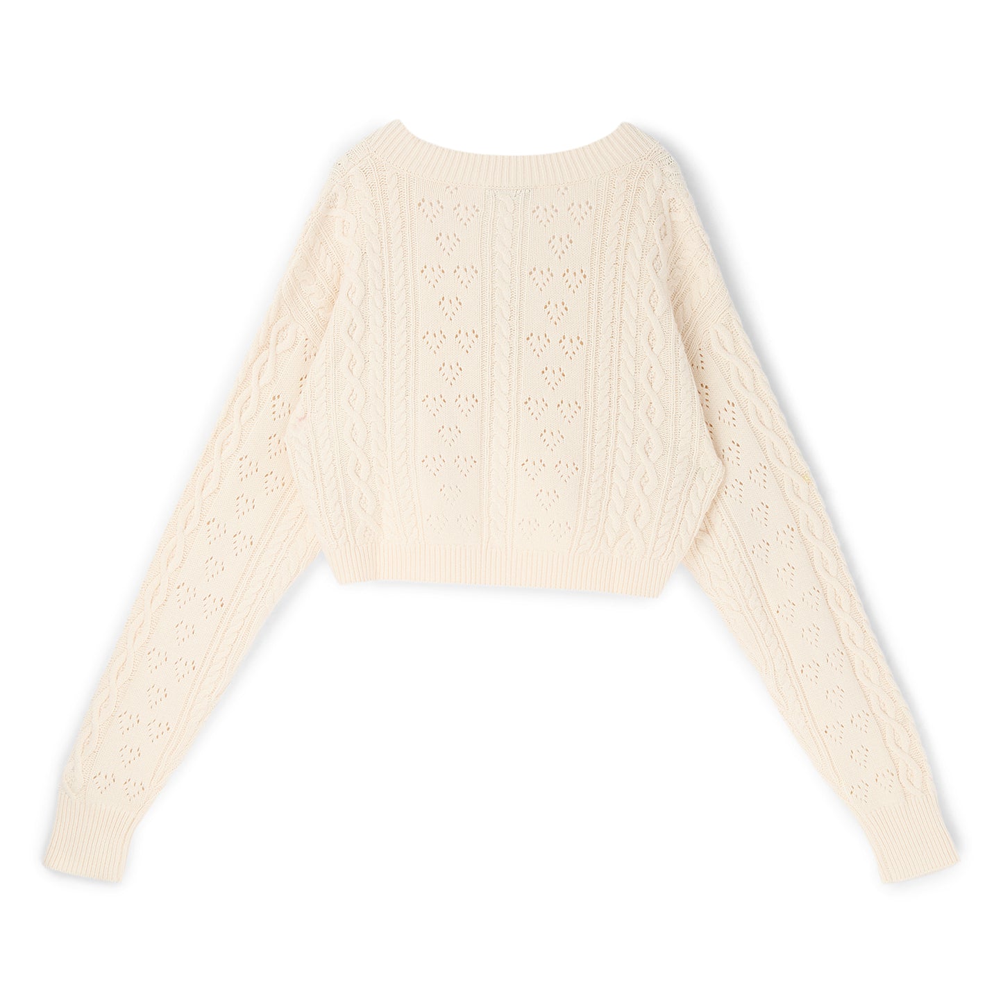 Danielle Guizio Noah Cable Crop Cardigan (Snow white)