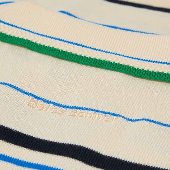 Wales Bonner x adidas Knit Polo (Wonder White/Green/Blue Bird/Night Indigo)