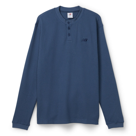 New Balance Waffle Knit Long Sleeve Henley (Vintage Indigo)