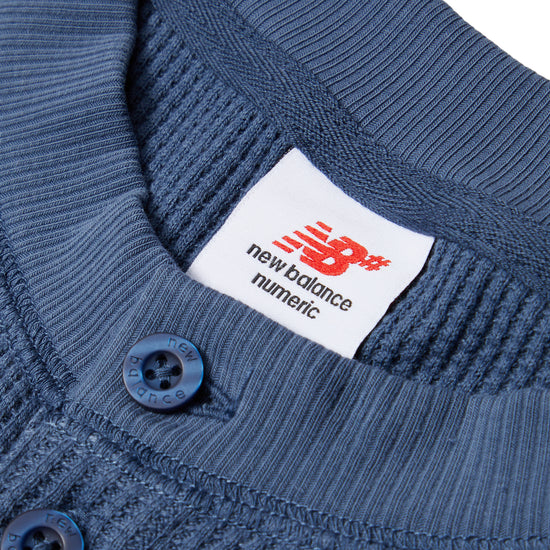 New Balance Waffle Knit Long Sleeve Henley (Vintage Indigo)