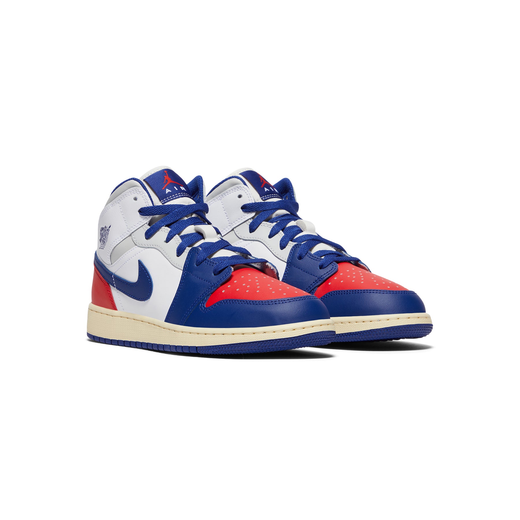 Air Jordan 1 Mid Kids (White/Deep royale blue/University red)