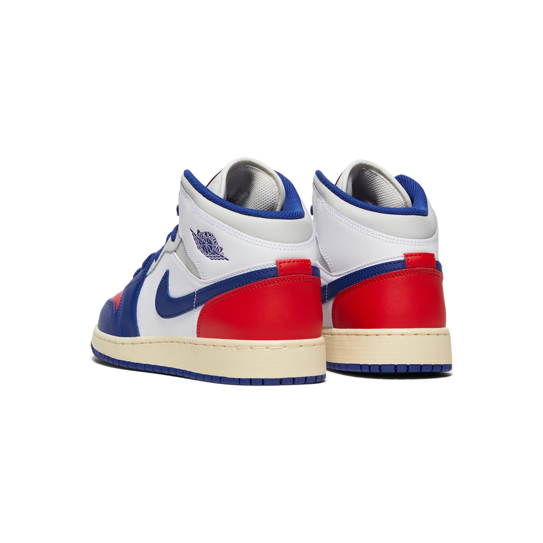 Air Jordan 1 Mid Kids (White/Deep royale blue/University red)