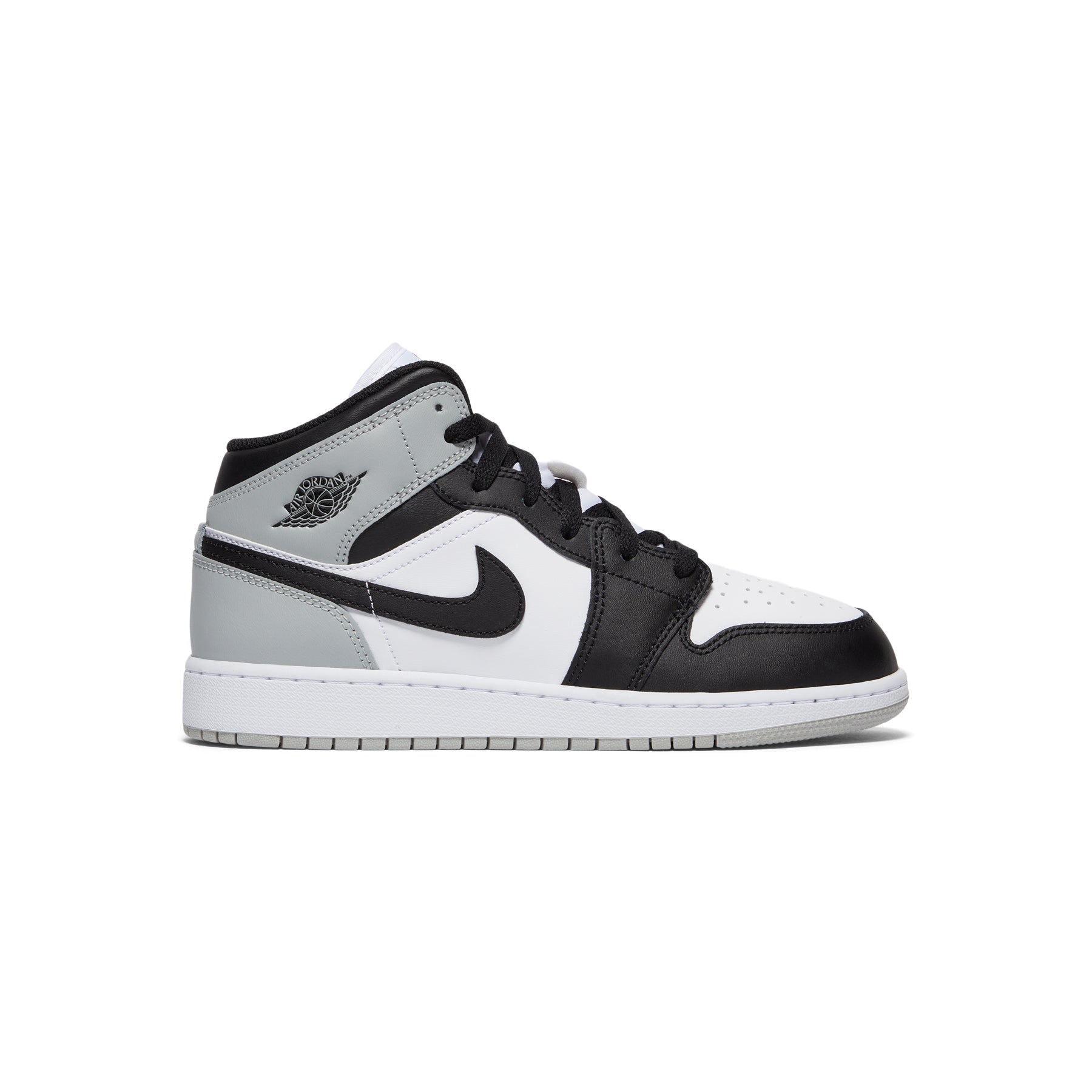 Air Jordan 1 Mid Kids (White/Black/Light smoke grey)