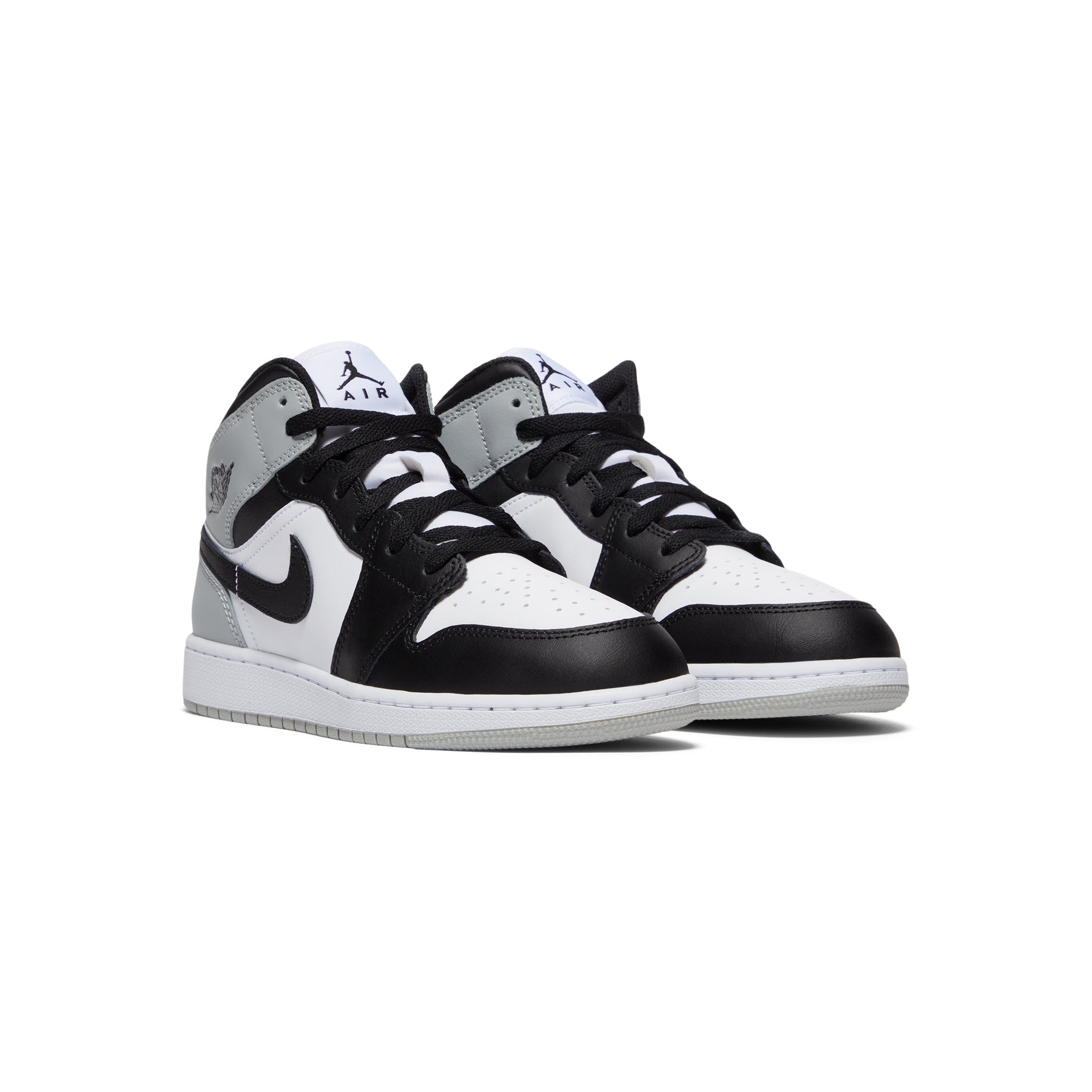 Air Jordan 1 Mid Kids (White/Black/Light smoke grey)