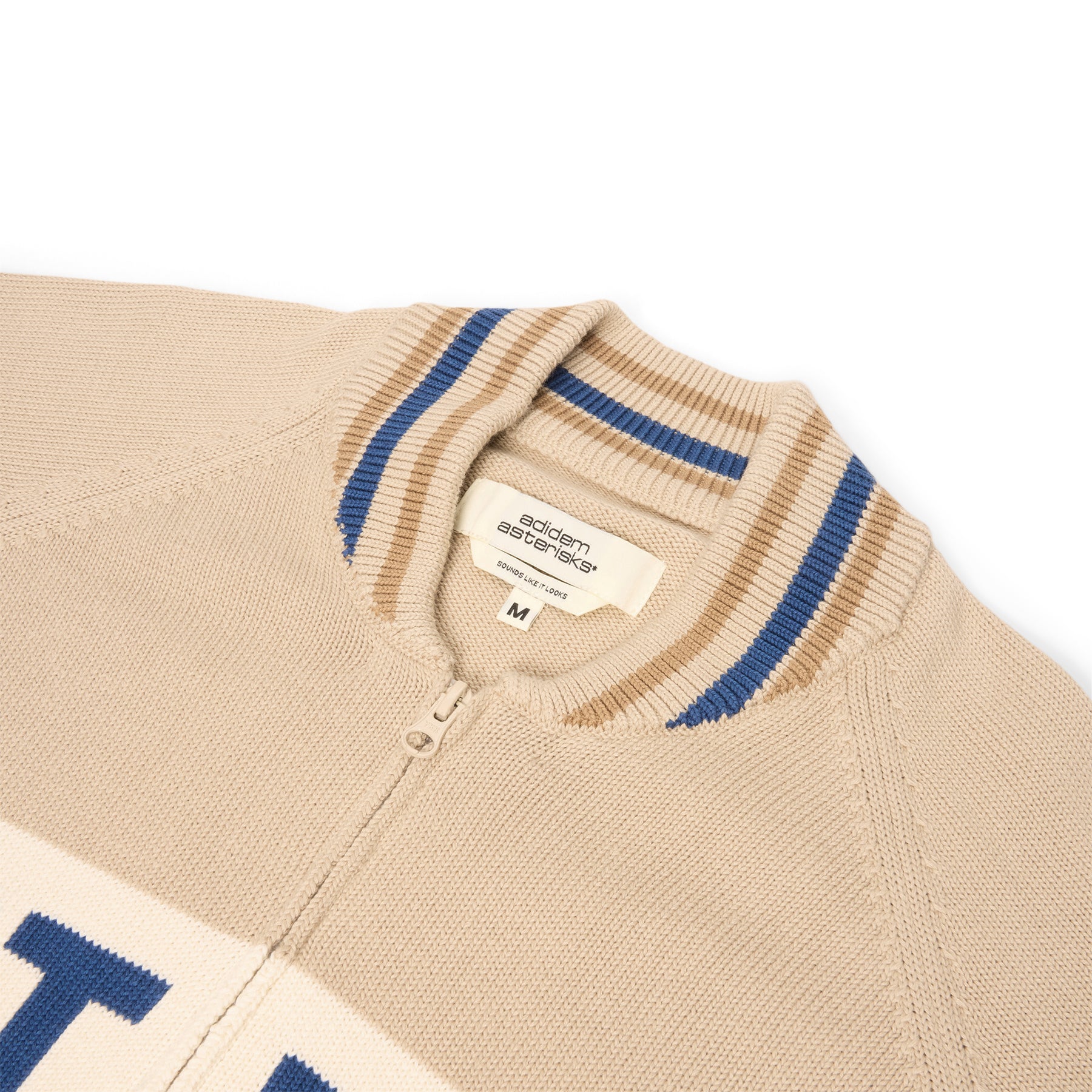 Adidem Asterisks Knit Sport Zip Up Sweater (Beige)
