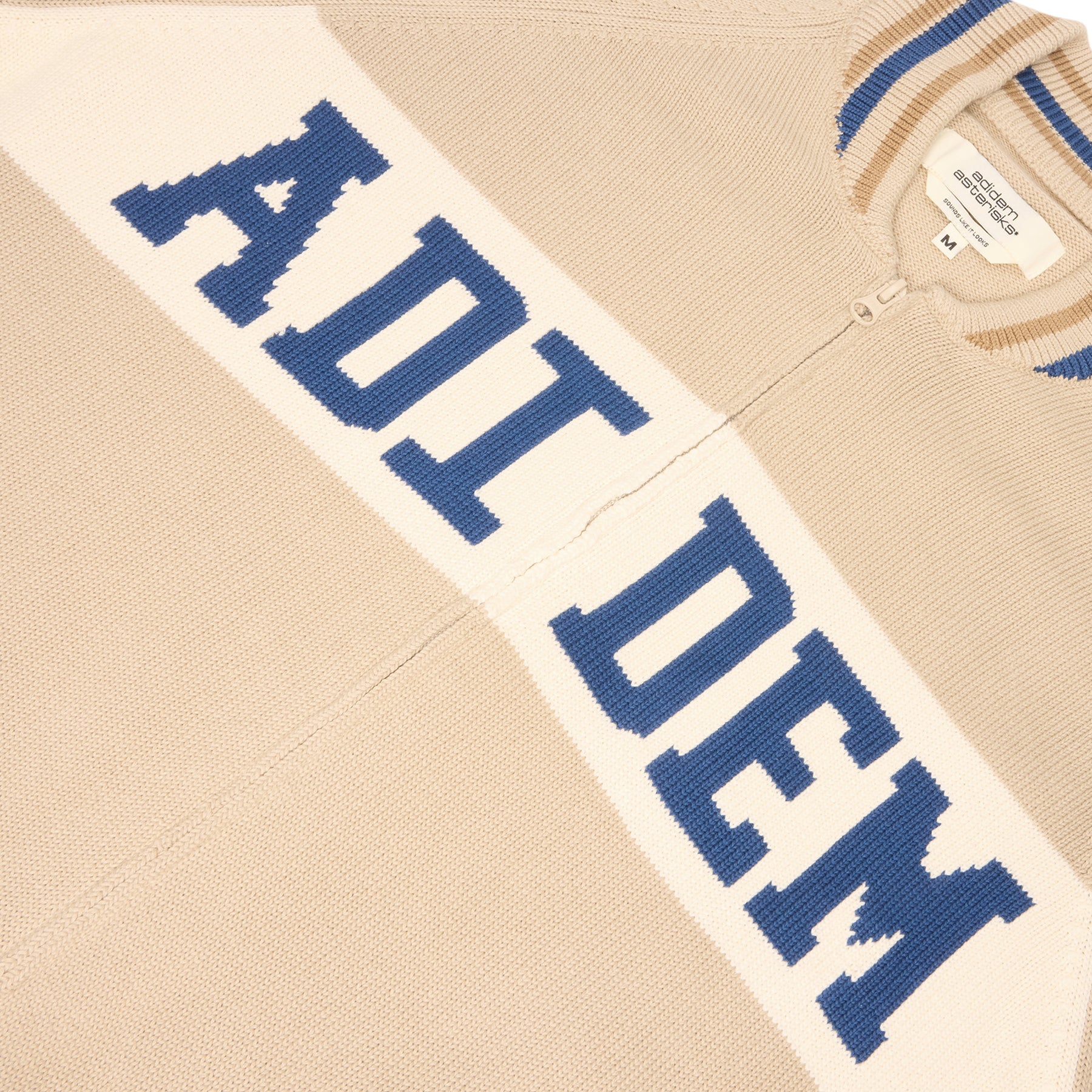 Adidem Asterisks Knit Sport Zip Up Sweater (Beige)