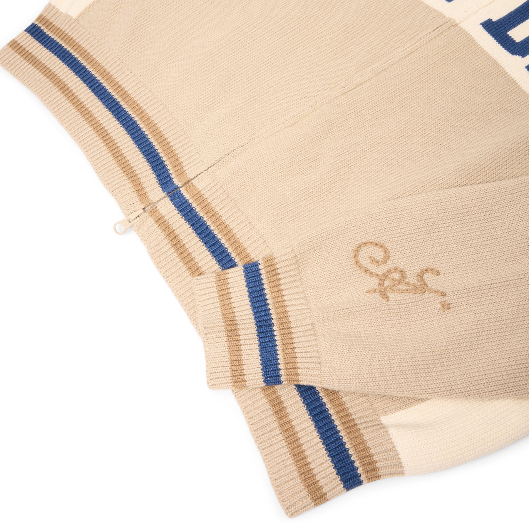 Adidem Asterisks Knit Sport Zip Up Sweater (Beige)